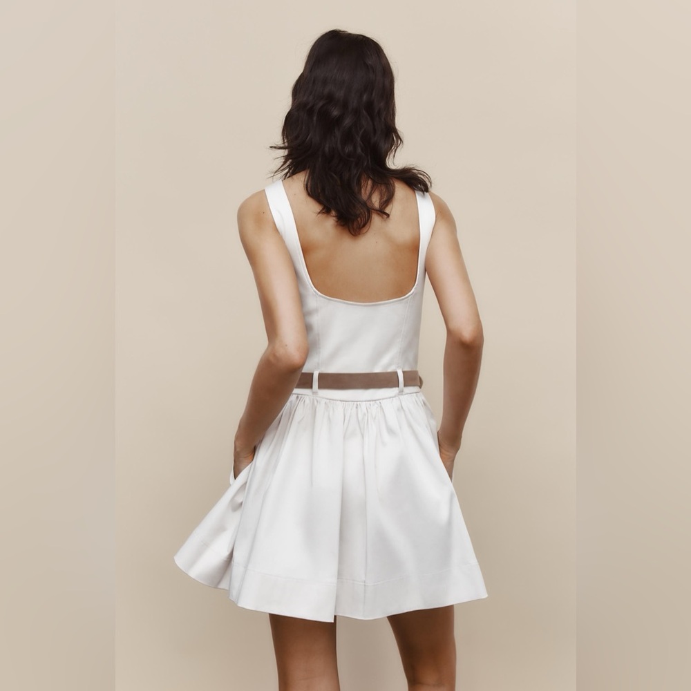 NWT 🌟 Zara Cream belted mini dress XS - Picture 3 of 10